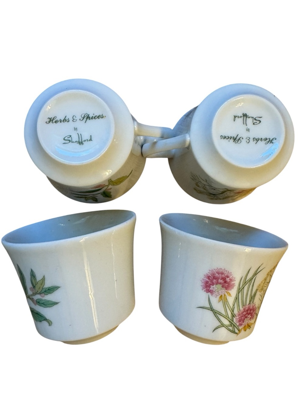 🌸VTG 70s Stafford Set of 4 Porcelain White Pink Floral Cottage Teacups